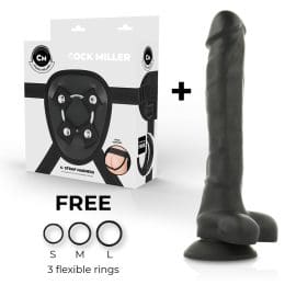 COCK MILLER - HARNESS + SILICONE DENSITY ARTICULABLE COCKSIL BLACK 24 CM 2